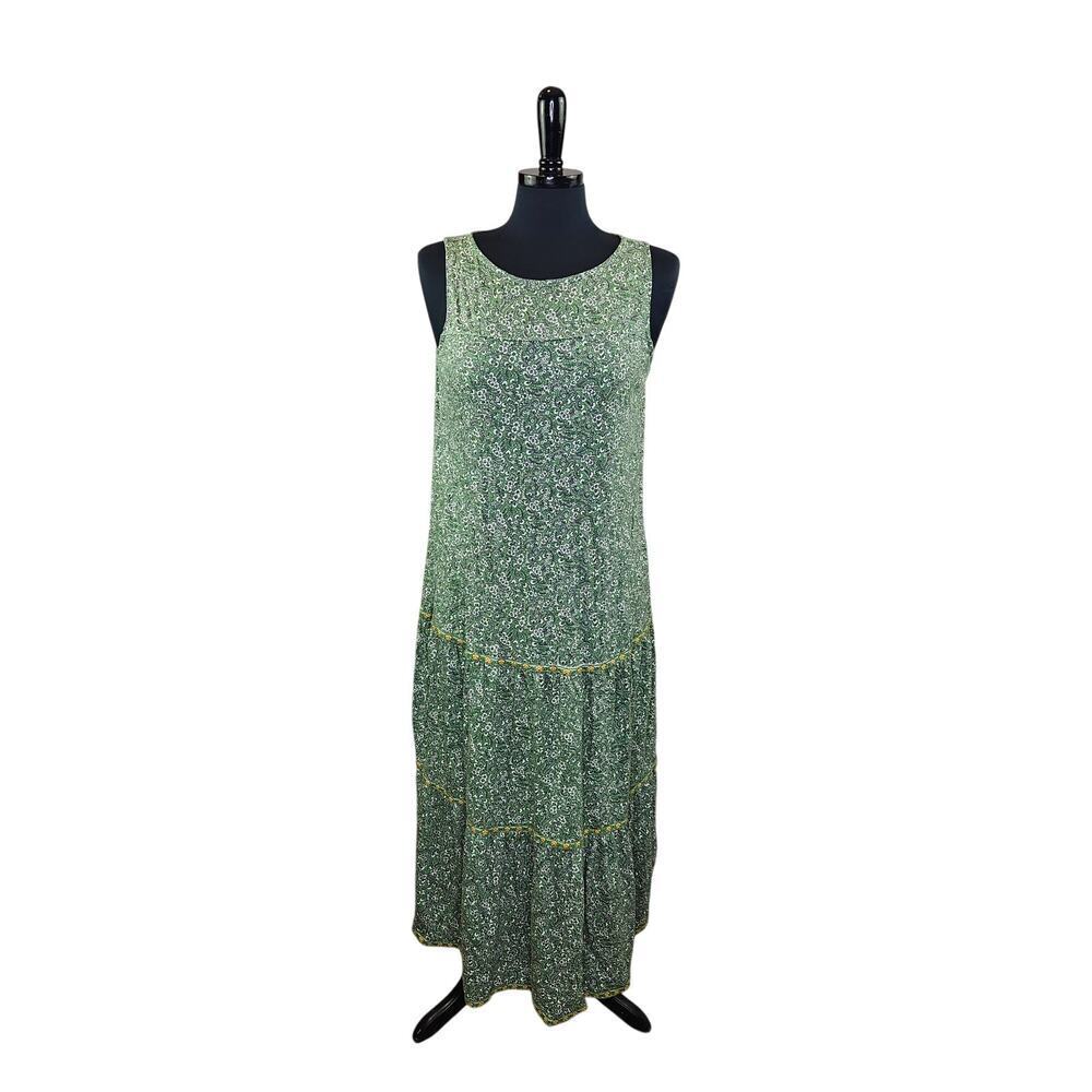 J.Jill Floral Tiered Maxi Dress Tank Sleeveless Summer Shift Boho S